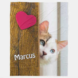 Custom Cat Photo Blanket with Pet's Name Fleecefilt