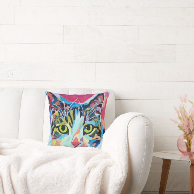 Custom Cat Portrait Painting -Forever Loved Pet Kudde (Soffa)