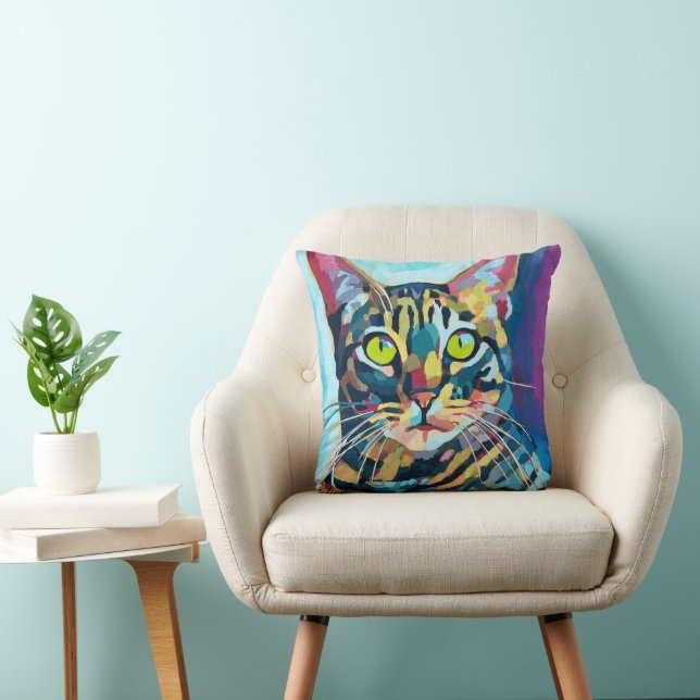 Custom Cat Portrait Painting -Forever Loved Pet Kudde (Stol)