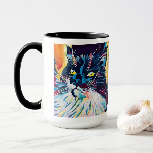 Custom Cat Portrait Painting - Forever Loved Pet Mugg (Med munk)
