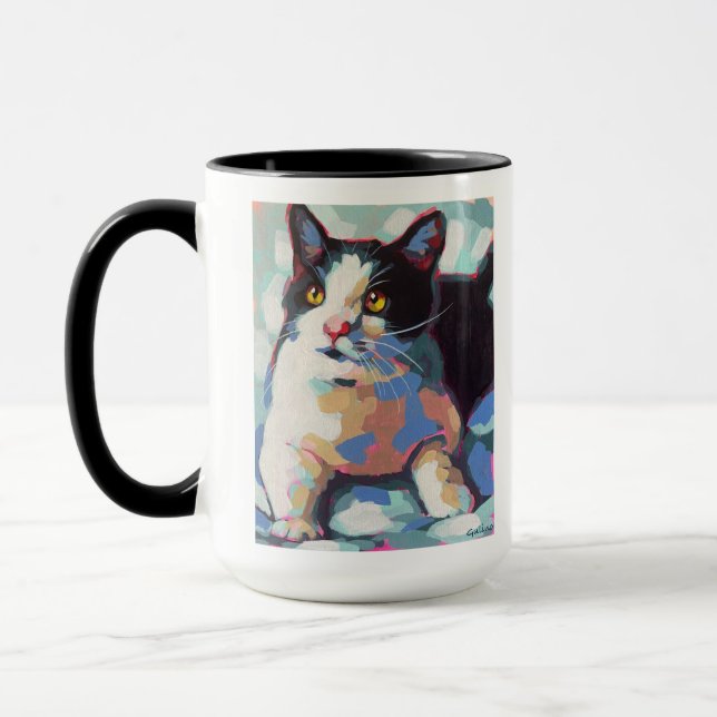 Custom Cat Portrait Painting - Forever Loved Pet Mugg (Vänster)