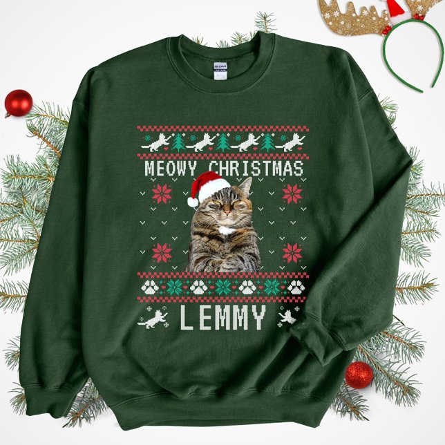 Custom Cat Ugly Christmas Sweatshirt with Photo (Skapare uppladdad)