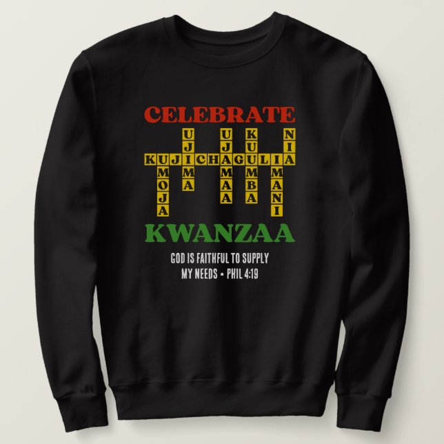 Custom Celebrate KWANZAA Puzzle Lång Ärmad Tröja (Design framsida)