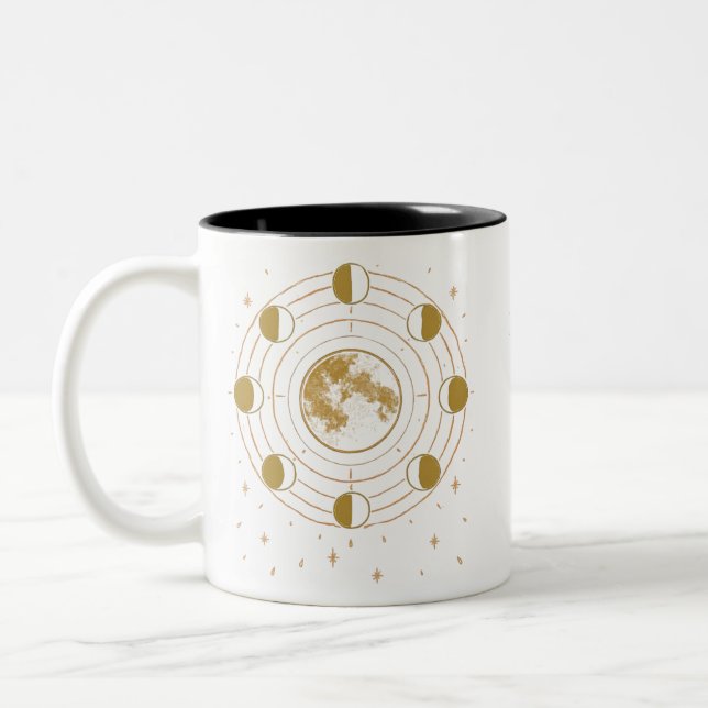 Custom Celestial Moon Phase Mug Två-Tonad Mugg (Vänster)