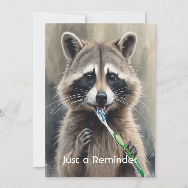 Custom Check up Reminder Dentist Fun Raccoon Inbjudningar (Framsida)