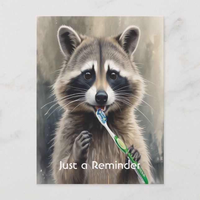 Custom Check up Reminder Dentist Fun Raccoon Vykort (Framsida)