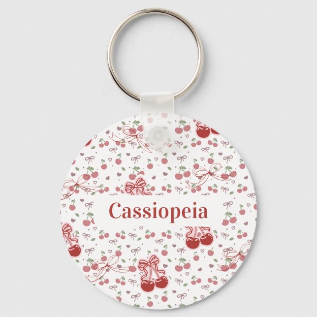 Custom Cherry & Bows Keychain Nyckelring (Framsida)