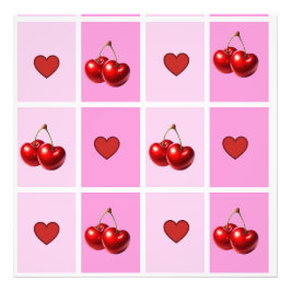 Custom Cherry Heart Checkerboard Pattern Fototryck