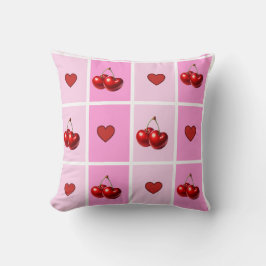 Custom Cherry Heart Checkerboard Pattern Kudde