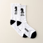 Custom chess master sport socks with player name strumpor<br><div class="desc">Custom chess master sport socks with player name. Personalized socks for men, women and kids (boy or girl). Available in small and large sizes. Horse chess piece logo design with custom slogan. Unique Birthday gift ideas for him and her. Also great as present for the Christmas Holidays. Customizable colors. Create...</div>