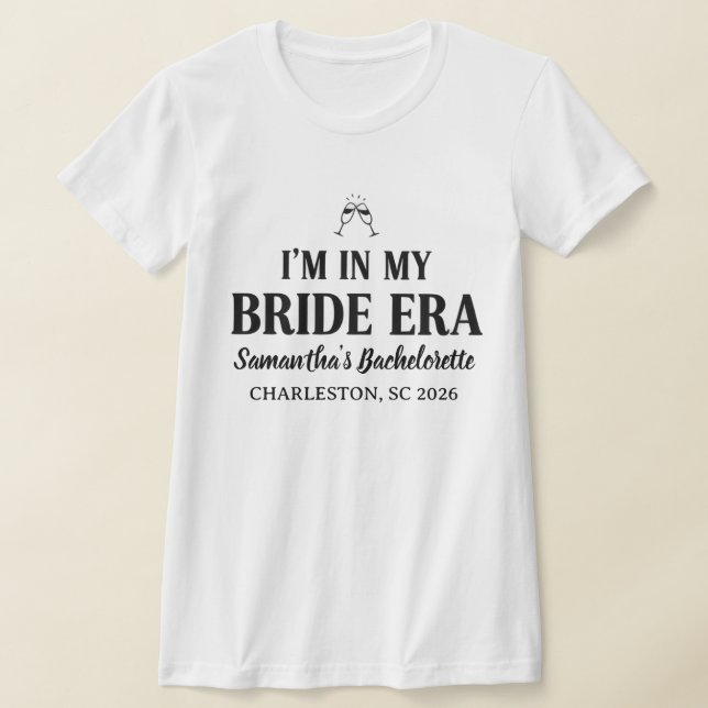 Custom Chic Minimalist Personalized Bachelorette T Shirt (Laydown)