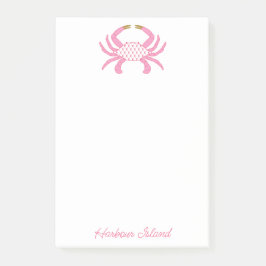 Custom Chic Pink Crab | Coastal Sticky Notes Post-it Block