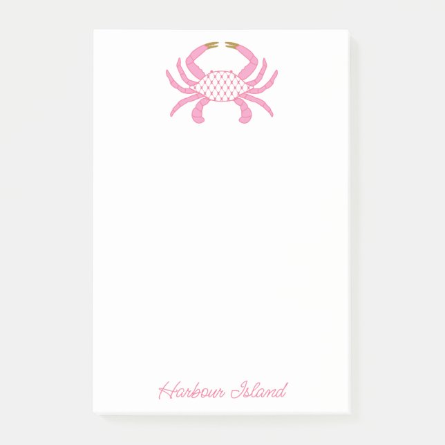 Custom Chic Pink Crab | Coastal Sticky Notes Post-it Block (Framsida)