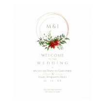 Custom Chic Poinsettia Christmas Wedding Welcome