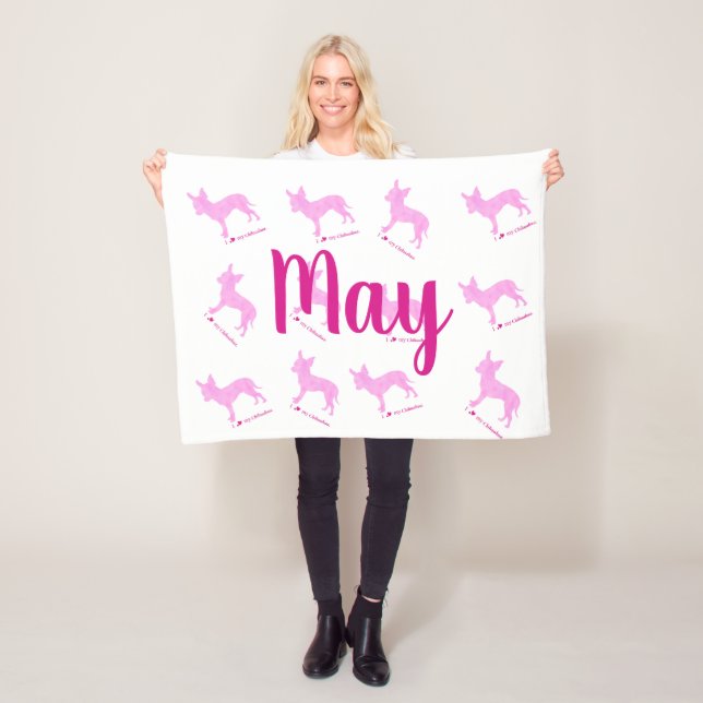 Custom Chihuahua Blanket  Pastel Silhouetteチワワ Fleecefilt (På plats)