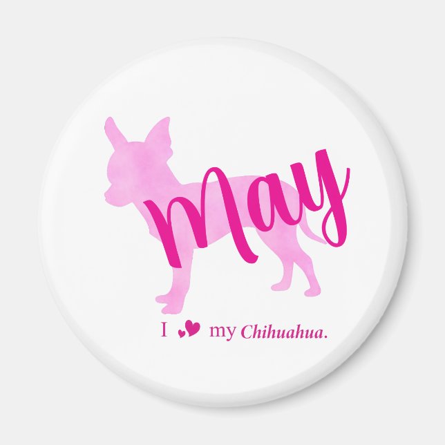 Custom Chihuahua Magnet Pastel Pink Silhouette (Framsidan)