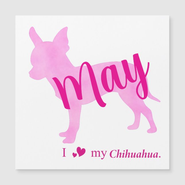 Custom Chihuahua Magnet Pastel Pink Silhouette (Framsida)