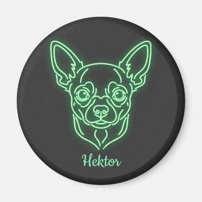 Custom Chihuahua Neon Glow Personalized Magnet (Framsidan)