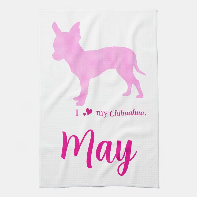 Custom Chihuahua towel Pastel Pink Silhouette Kökshandduk (Vertikal)