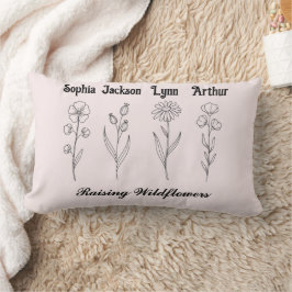 Custom Children Name Wildflower Garden Lumbarkudde