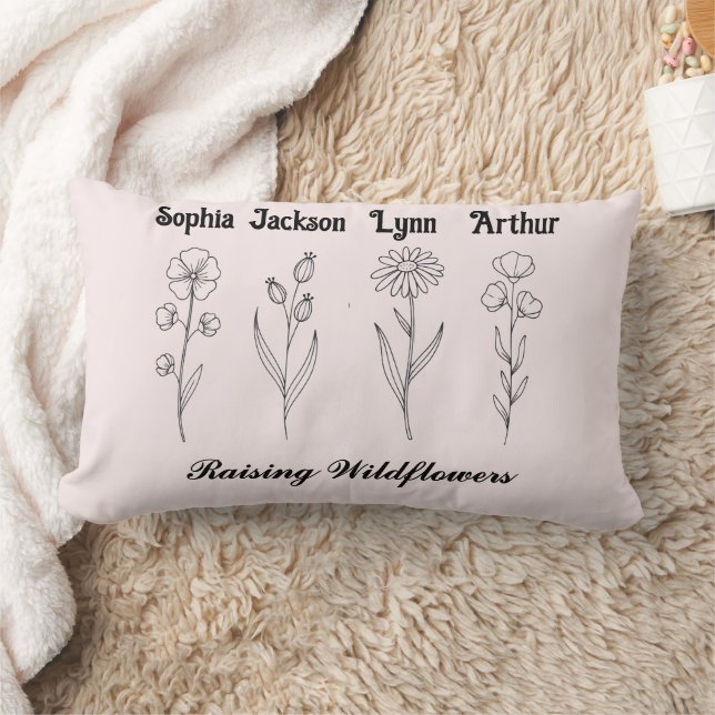 Custom Children Name Wildflower Garden Lumbarkudde (Filt)