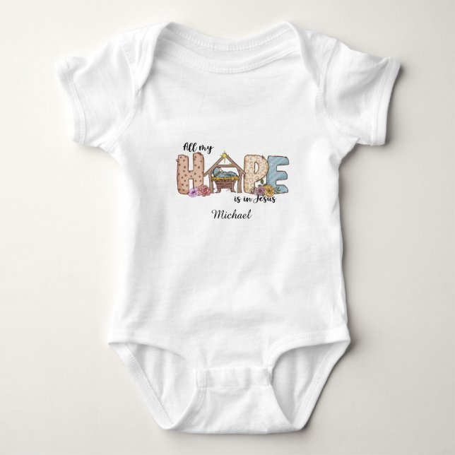 Custom Christian baby bodysuit, Jesus, God, Bible T Shirt (Framsida)