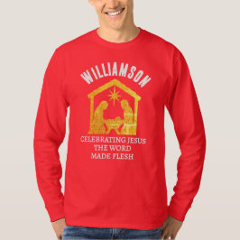 Custom Christian Glitter Nativity Family Christmas T Shirt