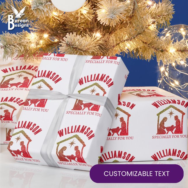 Custom Christian Nativity Family Christmas T-Shirt Presentpapper (Skapare uppladdad)