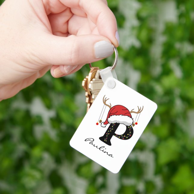 Custom Christmas Alphabet Initial Keychain for Mom Nyckelring (Hand)
