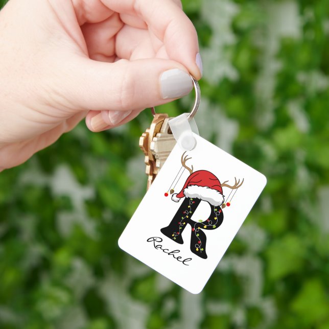 Custom Christmas Alphabet Initial Keychain for Mom Nyckelring (Hand)
