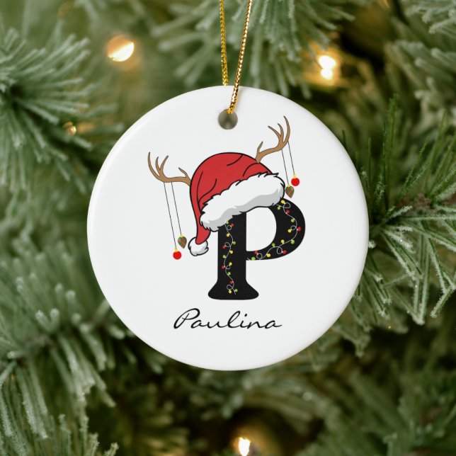 Custom Christmas Alphabet Initial Ornament for Mom (Träd)