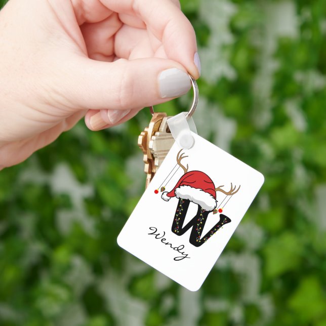 Custom Christmas Alphabet Monogram Mom Keychain Nyckelring (Hand)