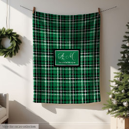 Custom Christmas Blanket Green Black Tartan Decor Fleecefilt