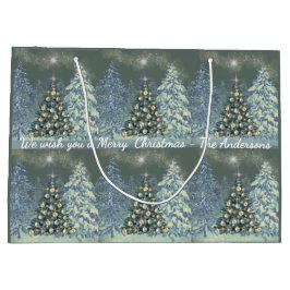 Custom Christmas Gift Bag Winter Forest Scene