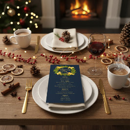 Custom Christmas Menu Card with Gingerbread Wreath Meny