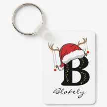 Custom Christmas Monogram Keychain for Friends