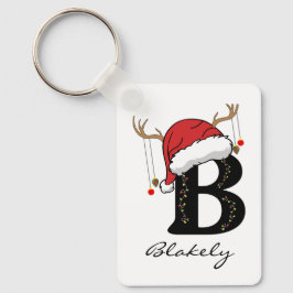 Custom Christmas Monogram Keychain for Friends Nyckelring