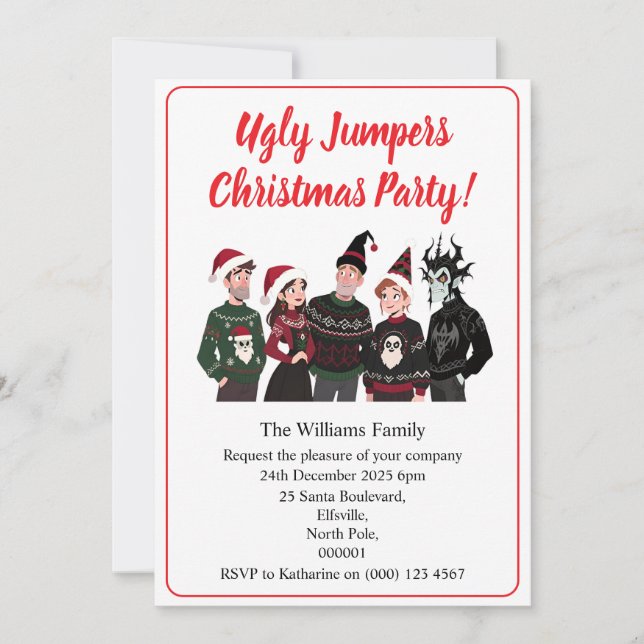 Custom Christmas Party Ugly Jumper Xmas Inbjudningar (Framsida)