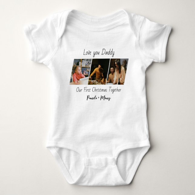 Custom Christmas Photo Baby Bodysuit  T Shirt (Framsida)