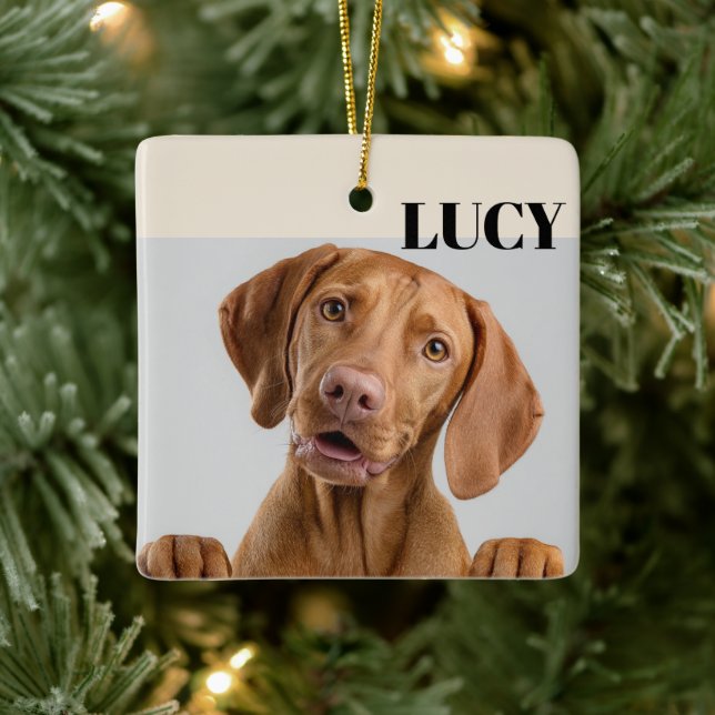 Custom Christmas Photo Ornament Dog & Name (Träd)