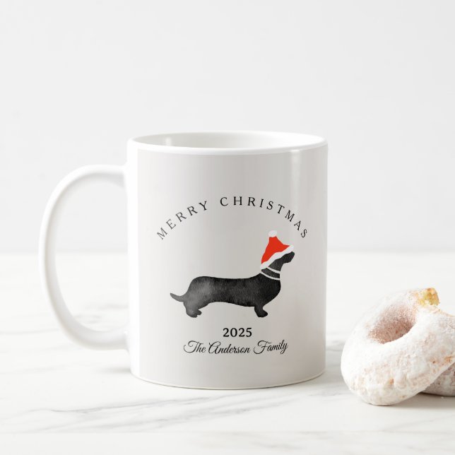 Custom Christmas red gray santa hummingbird Kaffemugg (Med munk)