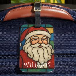 Custom Christmas Santa Art Deco Stained Glass Bagagebricka