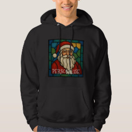 Custom Christmas Santa Art Deco Stained Glass Hoodie