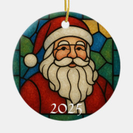 Custom Christmas Santa Art Deco Stained Glass Julgransprydnad Keramik
