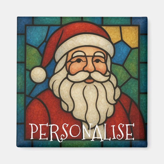 Custom Christmas Santa Art Deco Stained Glass Magnet (Framsidan)