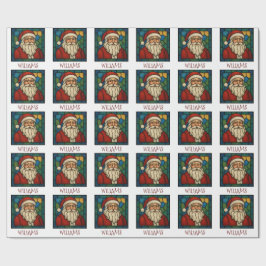Custom Christmas Santa Art Deco Stained Glass Presentpapper