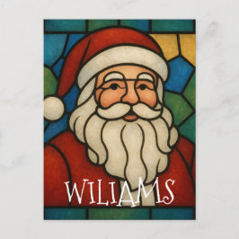 Custom Christmas Santa Art Deco Stained Glass Vykort