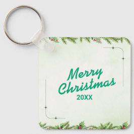 Custom Christmas Square Metal Keychain Nyckelring
