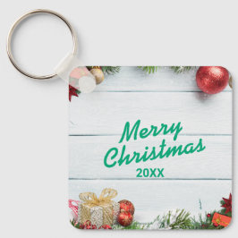 Custom Christmas Square Metal Keychain Nyckelring