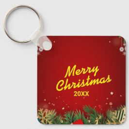 Custom Christmas Square Metal Keychain Nyckelring